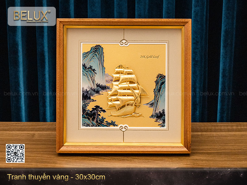 Tranh thuyền dát vàng kt 30x30cm&nbsp;